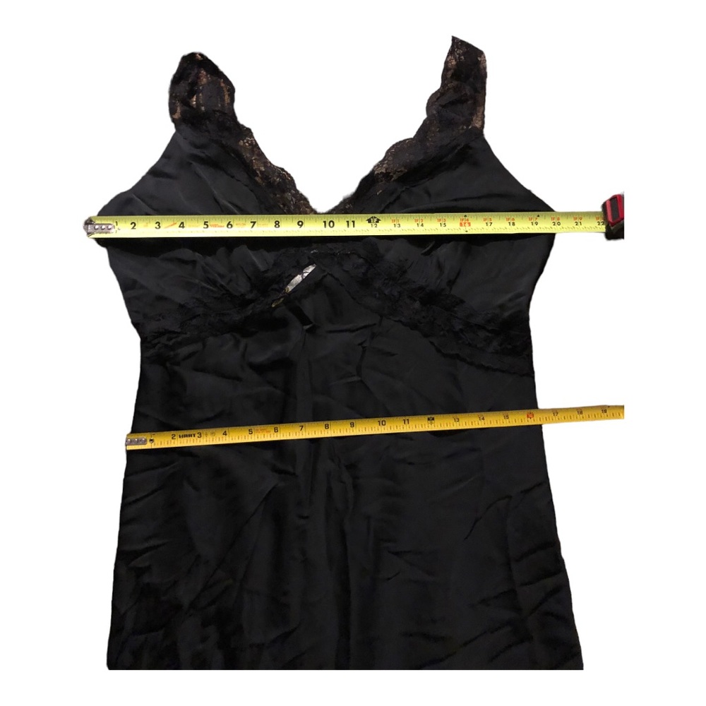 SOLD Abercrombie and Fitch black silk Satin Slip lace trim maxi Dress size large - Picture 10 of 10